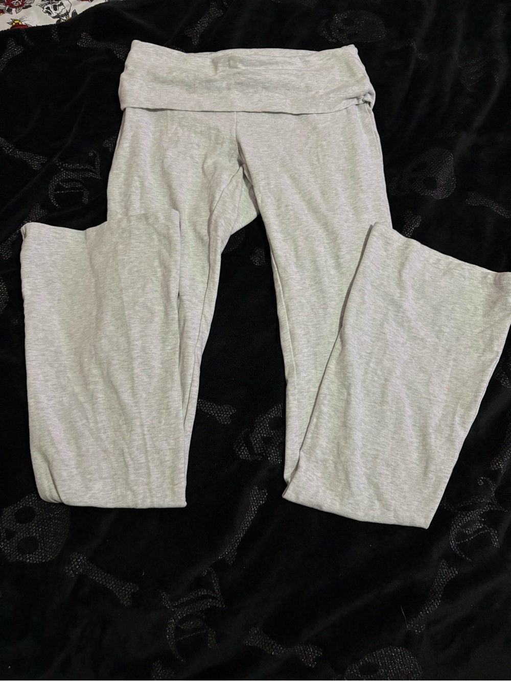 Cozy Fold-Over Waist Sleep Pants in Light Gray